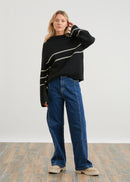 Plaid stripes sweater - BLACK#couleur_NOIR