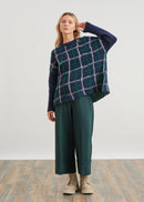 Loose-fitting jacquard check sweater - NAVY#couleur_NAVY