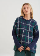 Loose-fitting jacquard check sweater - NAVY#couleur_NAVY