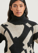 Jacquard turtleneck sweater - BEIGE/NOIR#couleur_BEIGE/NOIR