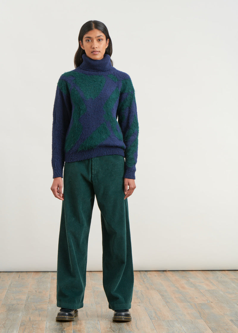 Jacquard turtleneck sweater - NAVY/BOUTEILLE#couleur_NAVY/BOUTEILLE