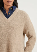 V-neck short sweater - BEIGE#couleur_BEIGE