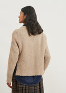 V-neck short sweater - BEIGE#couleur_BEIGE