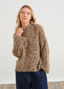 Pull col rond en maille mouchetée - ECORCE#couleur_ECORCE