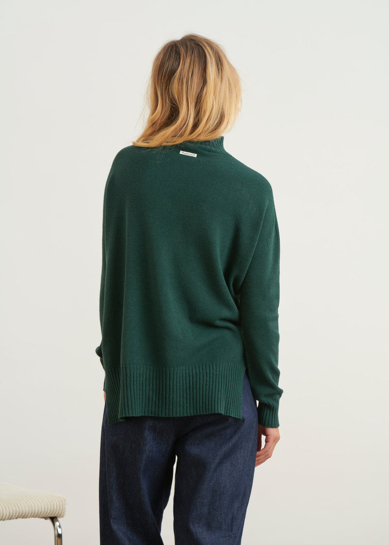 Pull col montant poche poitrine - VERT BOUTEILLE#couleur_VERT BOUTEILLE