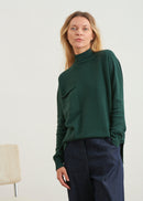 High neck sweater with chest pocket - VERT BOUTEILLE#couleur_VERT BOUTEILLE