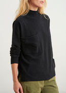 High neck sweater with chest pocket - BLACK#couleur_NOIR