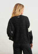 Two-tone jacquard round-neck sweater - IVOIRE / NOIR#couleur_IVOIRE / NOIR