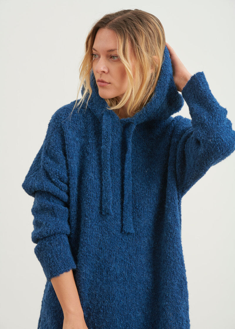 Long hooded sweater - NAVY#couleur_NAVY