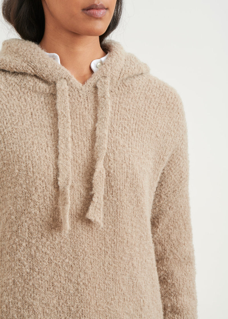 Long hooded sweater - BEIGE#couleur_BEIGE