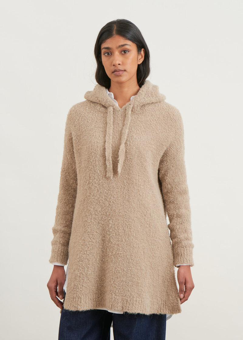 Long hooded sweater - BEIGE#couleur_BEIGE