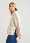 Pull col rond à torsades - OFF WHITE#couleur_OFF WHITE