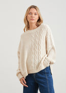 Pull col rond à torsades - OFF WHITE#couleur_OFF WHITE