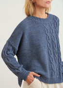 Twisted round-neck sweater - JEAN#couleur_JEAN