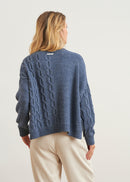 Twisted round-neck sweater - JEAN#couleur_JEAN