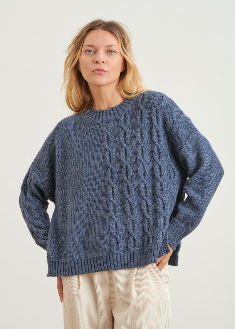 Pull col rond à torsades - JEAN#couleur_JEAN