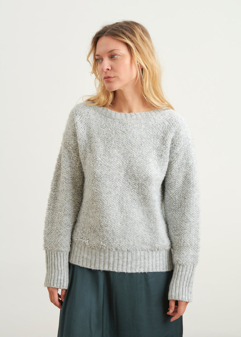 Pull court en maille bouclette - GRIS#couleur_GRIS