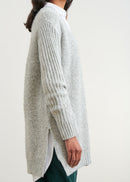 Long V-neck knitted sweater - GREY#couleur_GRIS