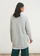 Long V-neck knitted sweater - GREY#couleur_GRIS