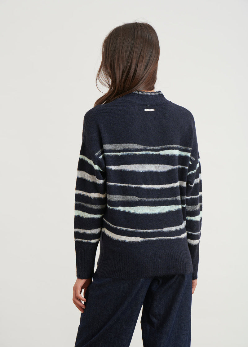 Uneven stripes sweater - NAVY#couleur_NAVY