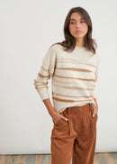 Sweater with uneven stripes - ECRU#couleur_ECRU