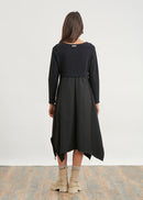 Bi-material long dress - NOIR#couleur_NOIR