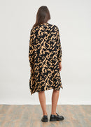 Printed midi blouse dress - BEIGE/NOIR#couleur_BEIGE/NOIR