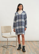 Knee-length check dress - NAVY#couleur_NAVY