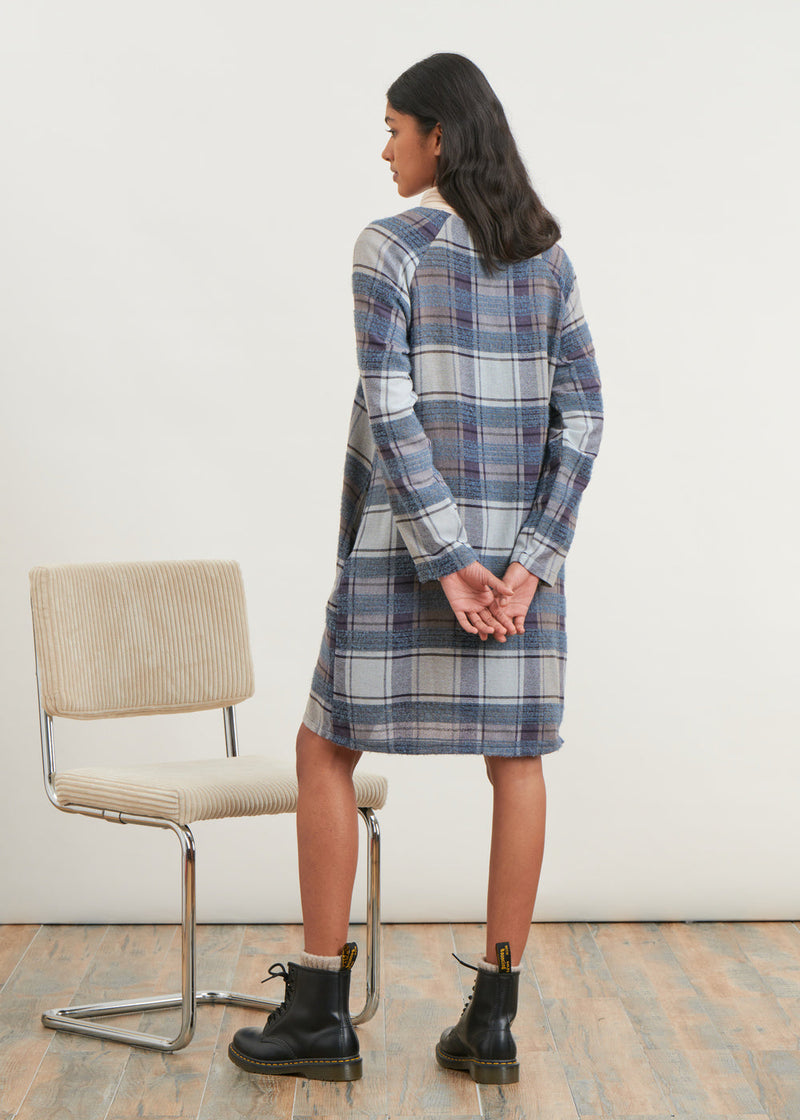 Knee-length check dress - NAVY#couleur_NAVY