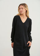 Knitted V-neck maxi dress - NOIR#couleur_NOIR