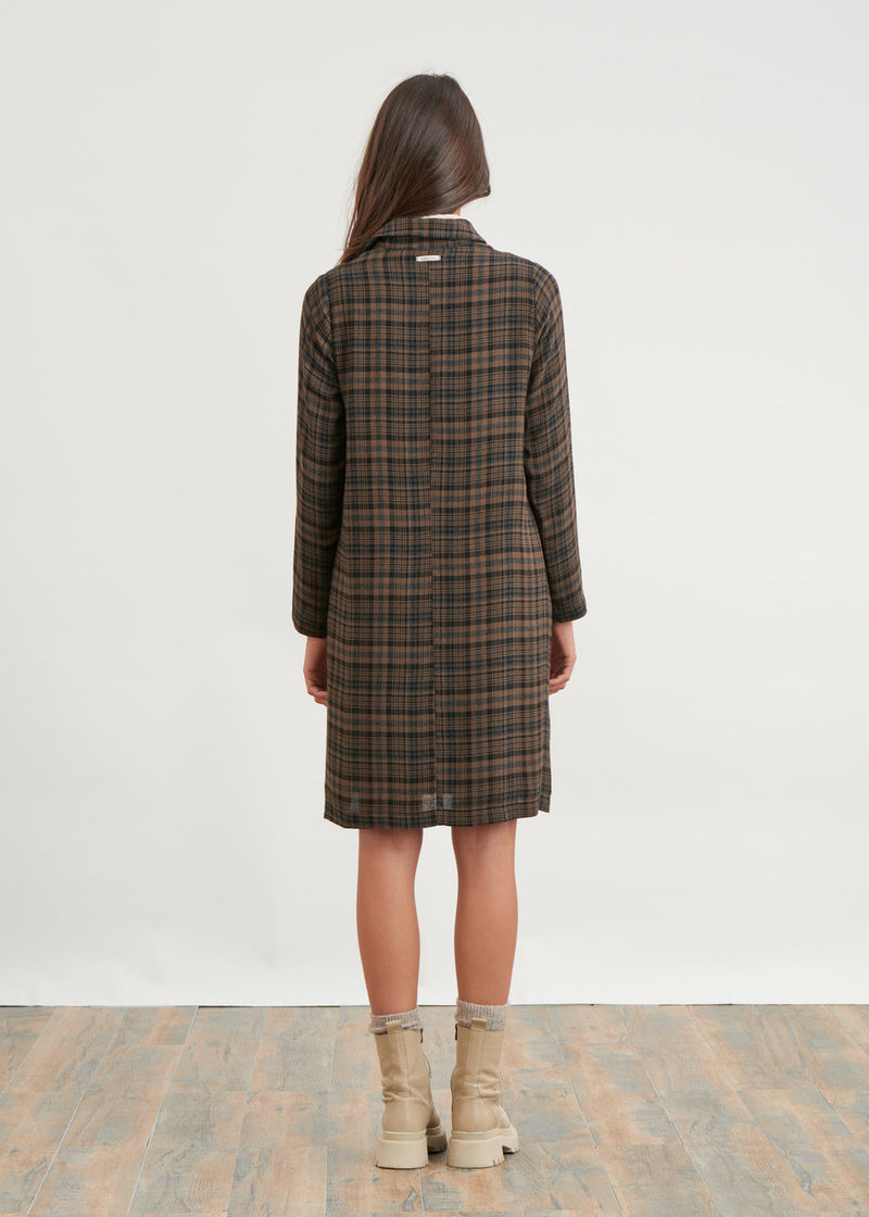 Flared plaid dress - ECORCE#couleur_ECORCE