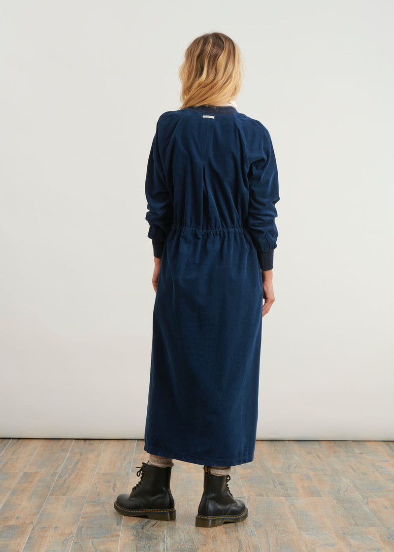 Long shirt dress in fine velvet - NAVY#couleur_NAVY