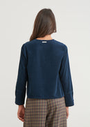 Milleraie velvet V-neck top - NAVY#couleur_NAVY