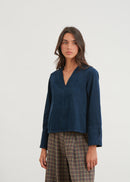 Top de terciopelo con cuello en V Milleraie - NAVY#couleur_NAVY