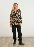 Top estampado con cuello alto - BEIGE/NOIR#couleur_BEIGE/NOIR