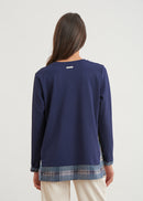 Top bimateria de manga larga - NAVY#couleur_NAVY