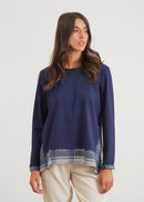 Top bi-matière manches longues - NAVY#couleur_NAVY