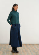 Turtleneck t-shirt with gathered cuffs - VERT BOUTEILLE#couleur_VERT BOUTEILLE