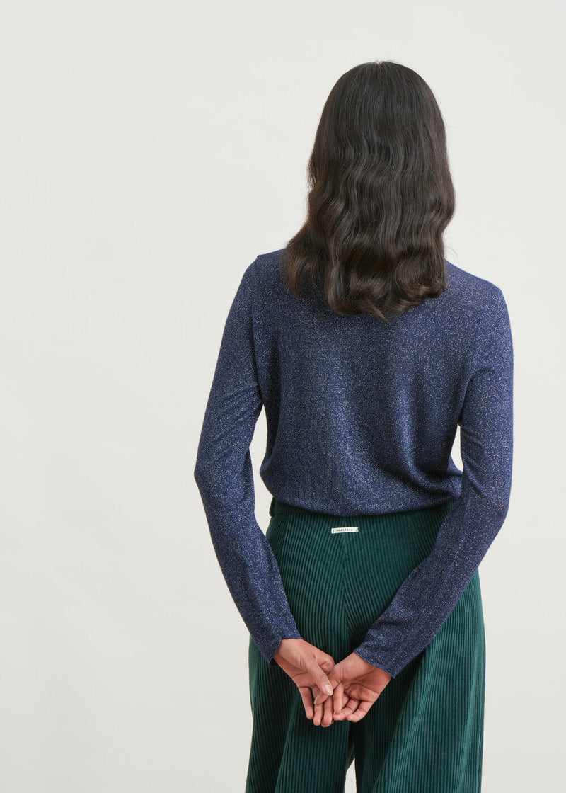 Shiny thread turtleneck t-shirt - NAVY#couleur_NAVY