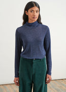 Shiny thread turtleneck t-shirt - NAVY#couleur_NAVY