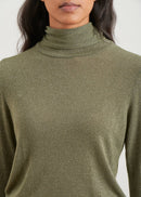 Shiny thread turtleneck t-shirt - KAKI#couleur_KAKI