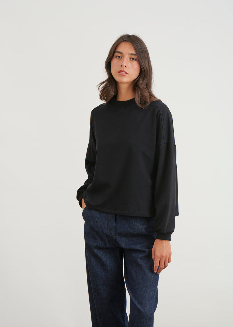 Sweat Shirt large and short - BLACK#couleur_NOIR