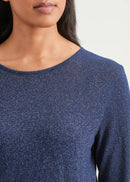 Round-neck tee-shirt with shiny thread - NAVY#couleur_NAVY