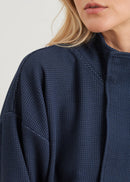 Sweat Shirt stand-up collar in milano honeycomb - NAVY#couleur_NAVY