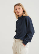 Sweat Shirt stand-up collar in milano honeycomb - NAVY#couleur_NAVY