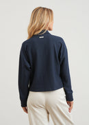 Sweat Shirt stand-up collar in milano honeycomb - NAVY#couleur_NAVY