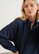 Sweat Shirt stand-up collar in milano honeycomb - NAVY#couleur_NAVY