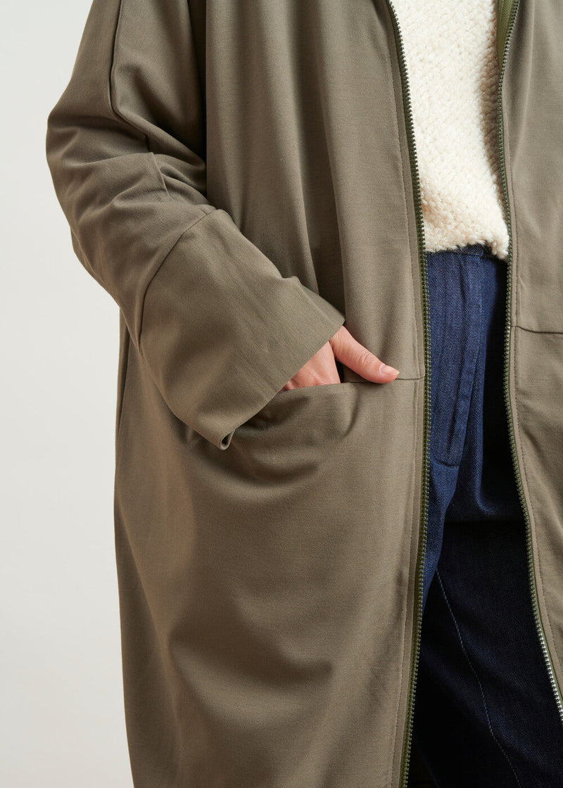 Oversized long jacket in jersey - KAKI#couleur_KAKI