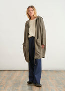 Veste longue oversize en jersey - KAKI#couleur_KAKI