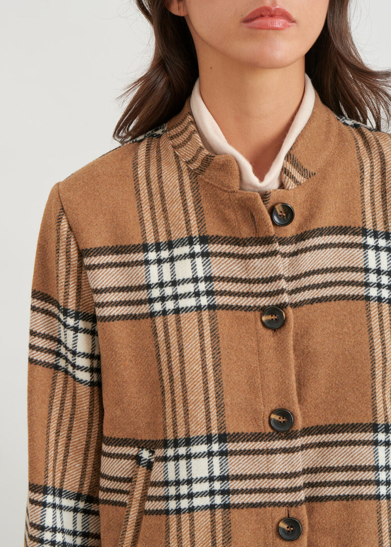 Coarse check wool jacket - BEIGE#couleur_BEIGE